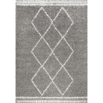 Beautiful mercer Shag Plush Tassel Moroccan Tribal Geometric Trellis Area Rug